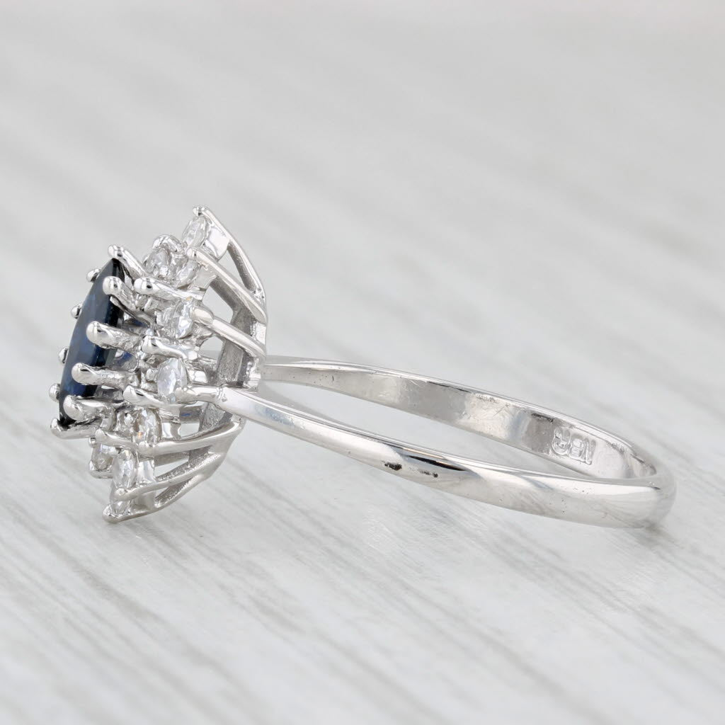 0.80ctw Marquise Blue Sapphire Diamond Halo Ring 14k Gold Size 6.5 Engagement