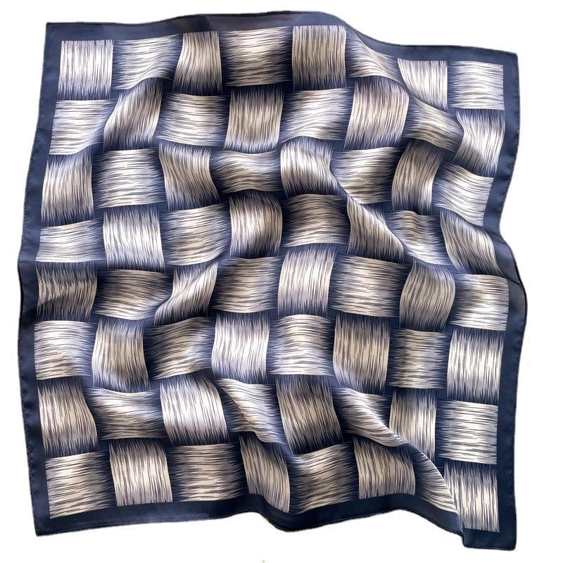 Women's Minimalist Color Block Silk Printing Silk Scarf