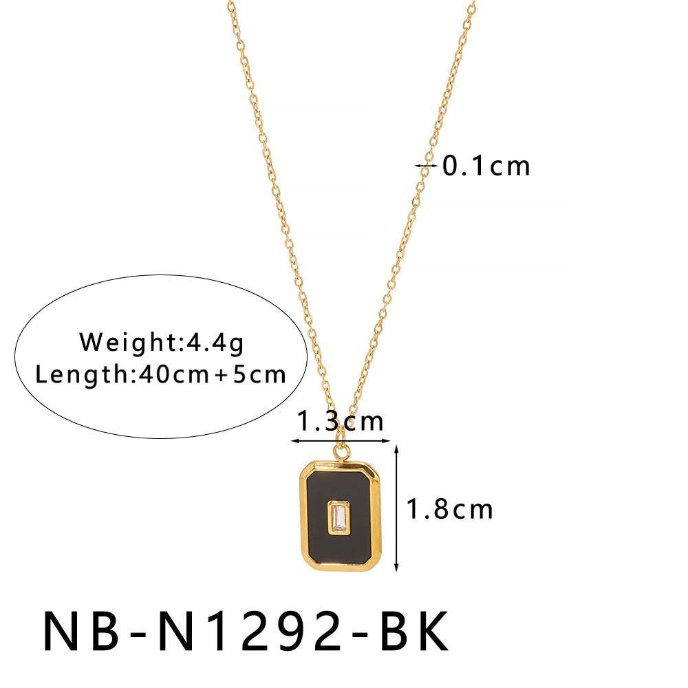 Ins18K Gold Stainless Steel Necklace Mother-Of-Pearl Natural Stone Pendant Clavicle Chain For Women