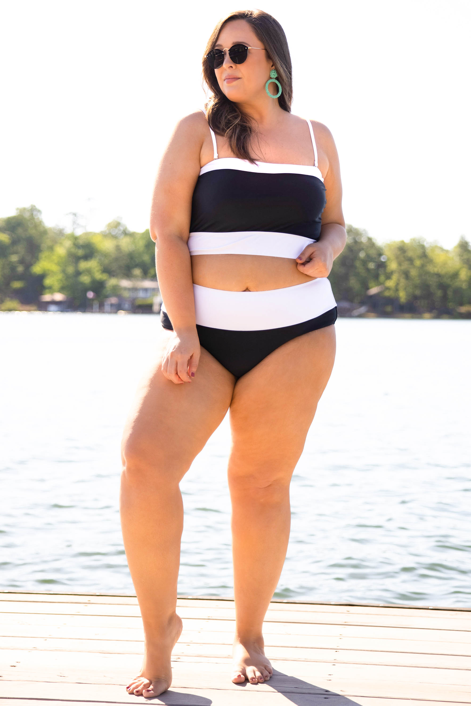 Hidden Islands Swim Bottoms. Black-White