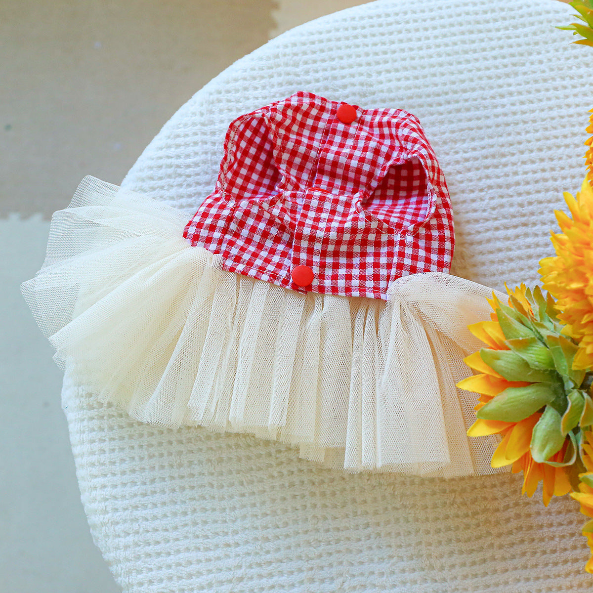 Heart Plaid Bow Dog Lace Dress