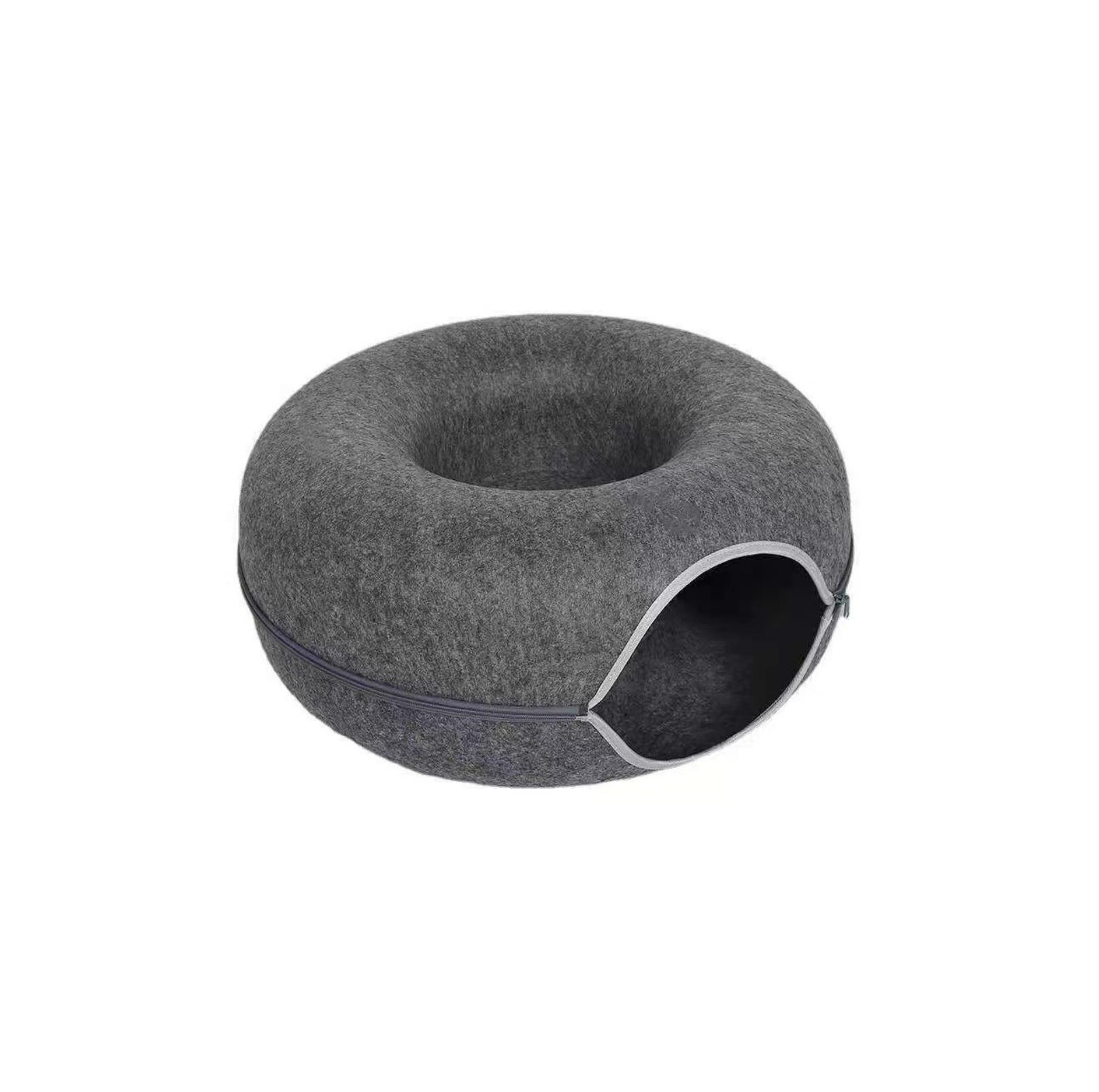 All-Season Donut-Shaped Felt Tunnel Cat Bed