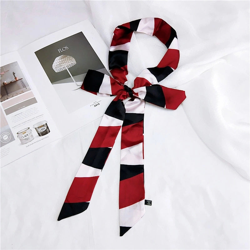 2 M New Polka Dot Special Long Edition Thin Narrow Silk Scarf Women's Spring Summer Autumn Scarf Belt Black And White Fashion