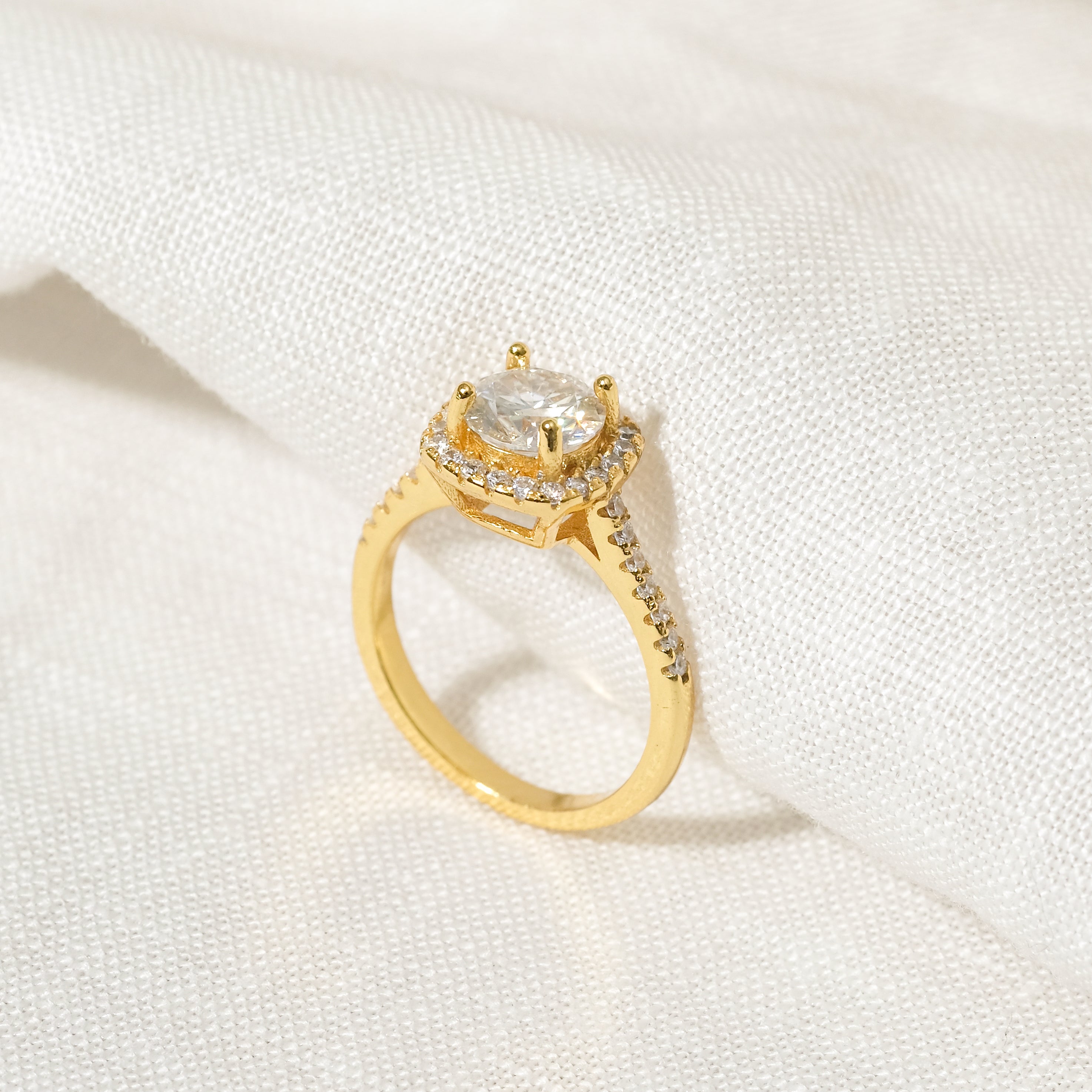 Vicky 1.0ct Moissanite Ring (18K Gold Vermeil. Size 8)