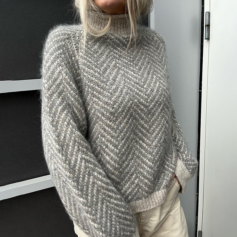 Vintage Herringbone Turtleneck Sweater