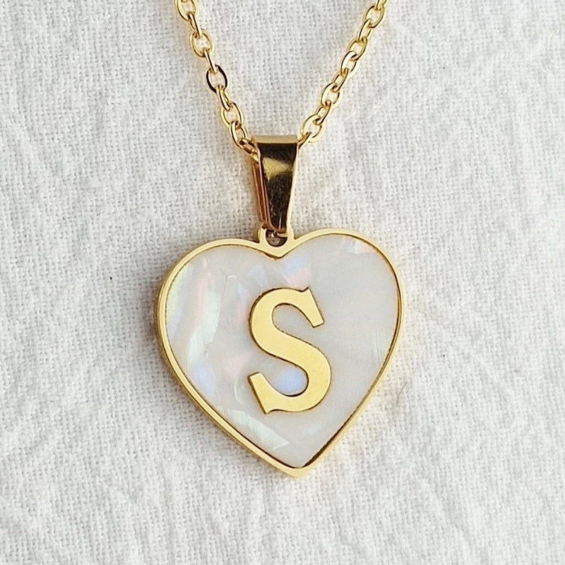 Cute Sweet Letter Titanium Steel Plating Inlay Shell Pendant Necklace