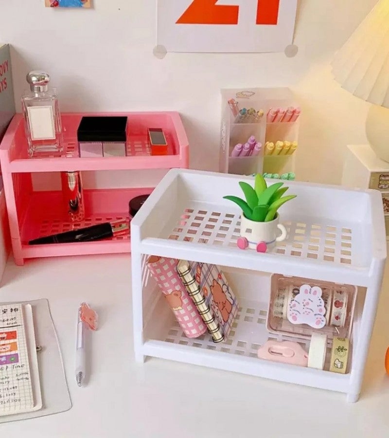 Double Layer Foldable Plastic Storage Rack