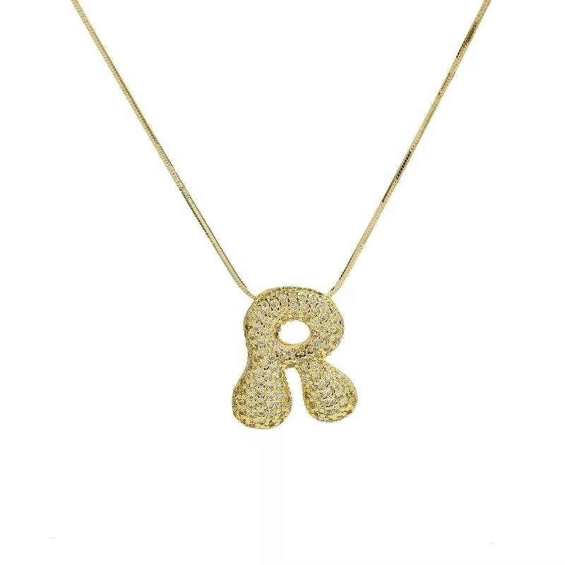 Minimalist Classic Style Letter Copper Plating 18K Gold Plated Pendant Necklace
