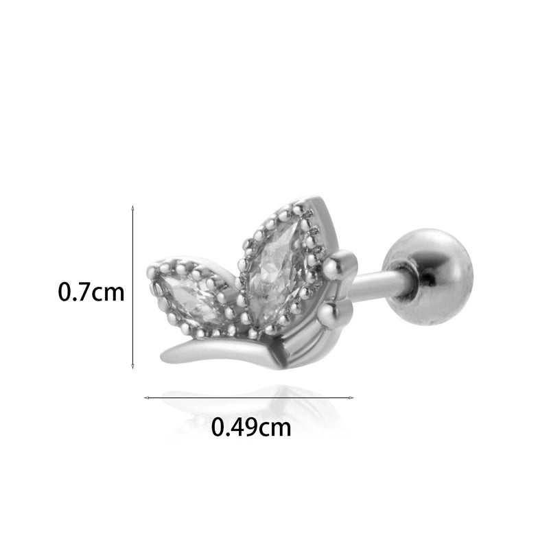 1 Piece Ear Cartilage Rings & Studs Minimalist Classic Style Star Moon Butterfly 316L Stainless Steel  Copper Plating Inlay Zircon