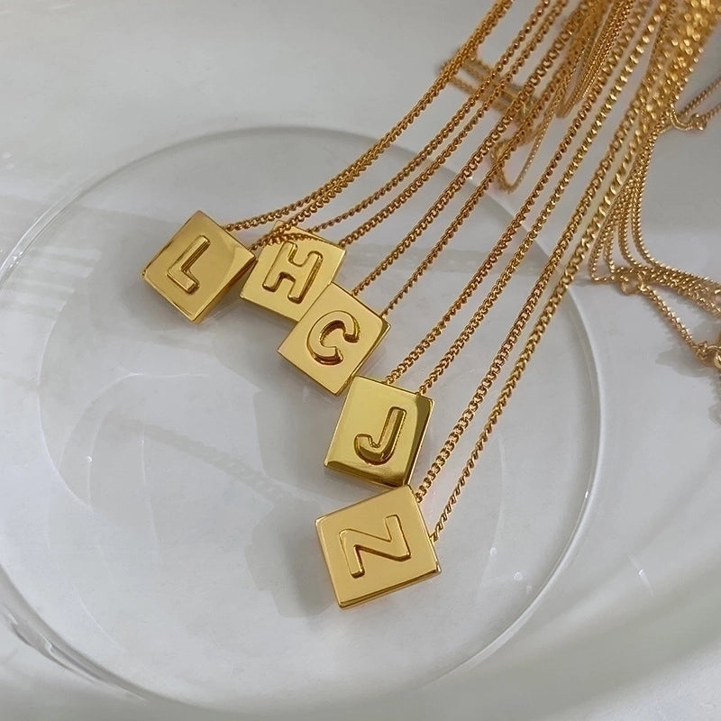 Minimalist Letter Square Titanium Steel Necklace 1 Piece