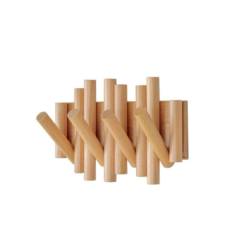 Log Punch-free Storage Hanger Entrance Door Foldable Clothes Hook Household Coat Rack Wall Hanging