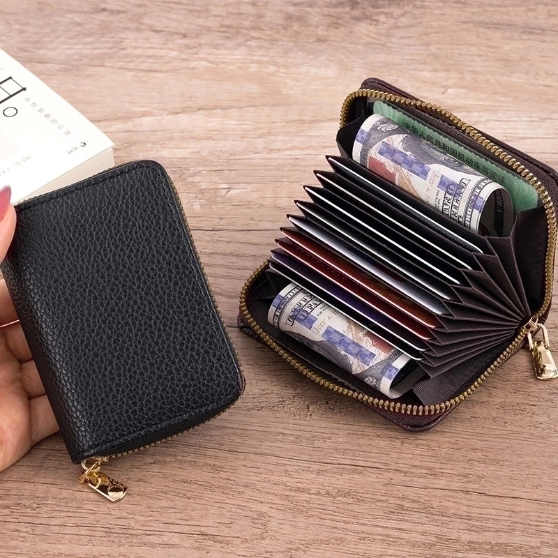 Women's Solid Color Pu Leather Zipper Card Holders