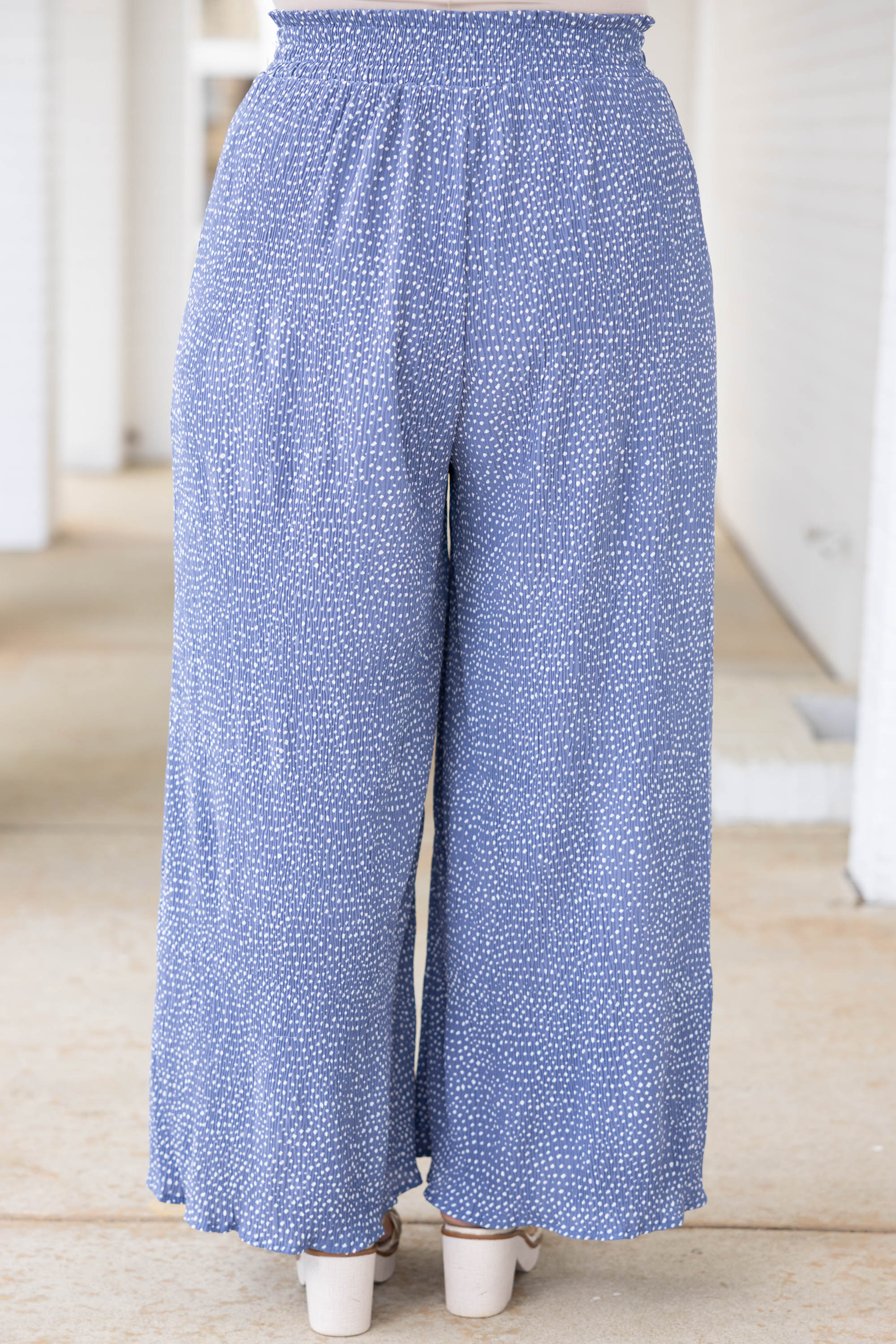 Cute And Comfortable Pants. Blue Dotted