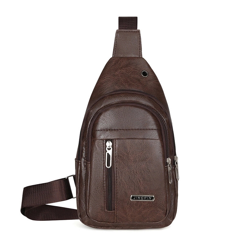 Men's Vintage Style Solid Color Pu Leather Waterproof Waist Bags