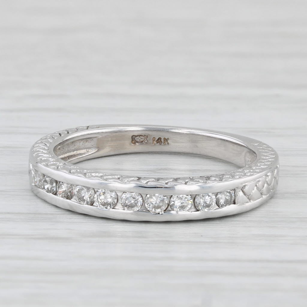 0.25ctw Diamond Wedding Band 14k White Gold Stackable Anniversary Band Size 7