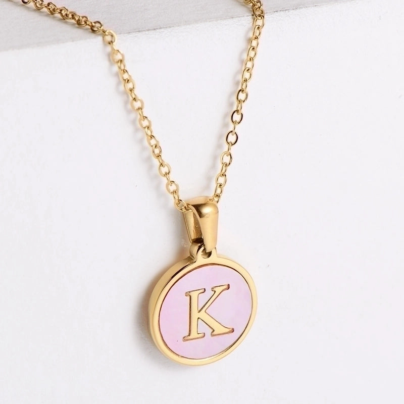 304 Stainless Steel 18K Gold Plated Fashion Plating Letter Shell Pendant Necklace