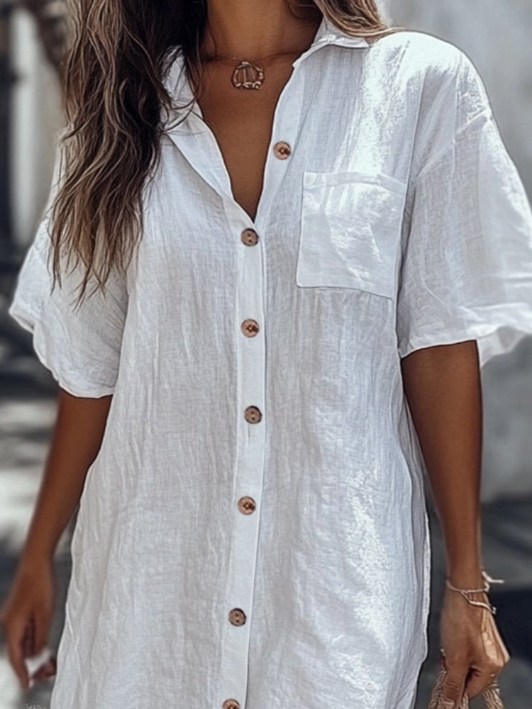 🔥Hot Sale 50% Off💥👗Casual Cotton Linen Shirt Dress