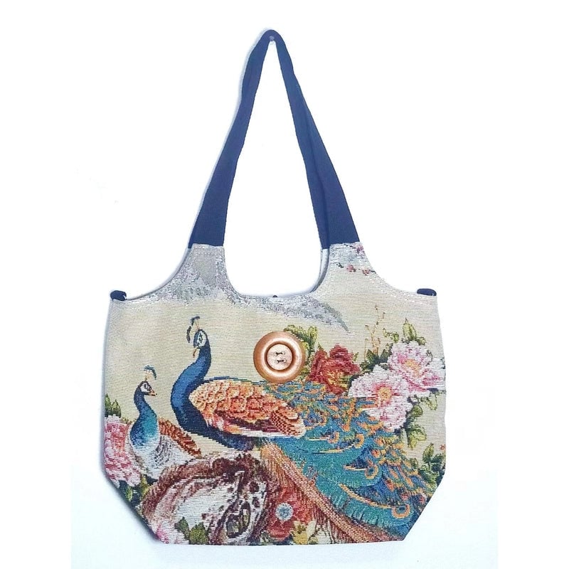 Women's Large Canvas Elephant Ethnic Style Square Zipper Shoulder Bag