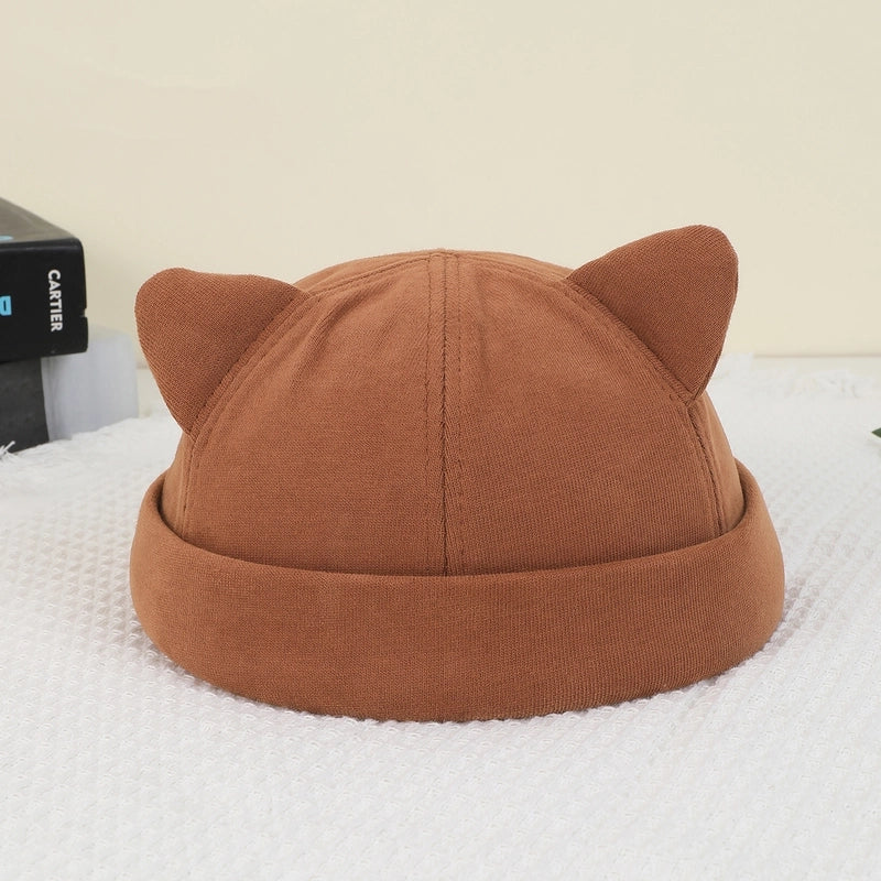 Unisex Cute Minimalist Solid Color Eaveless Beanie Hat