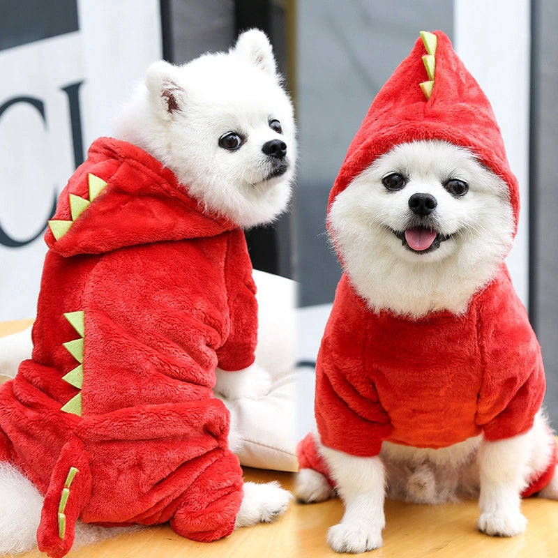 Autumn And Winter Warm Four-legged Small And Medium-sized Dog Dog Cat Dinosaur Turned Pet Clothes Manufacturers