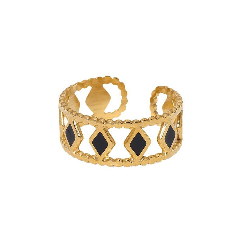 Open Ring Minimalist Quadrilateral Geometric Stainless Steel Electroplating Rings