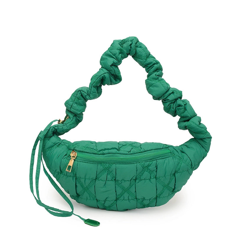 Women's Pu Leather Solid Color Basic Classic Style Cloud Shape Zipper Fanny Pack