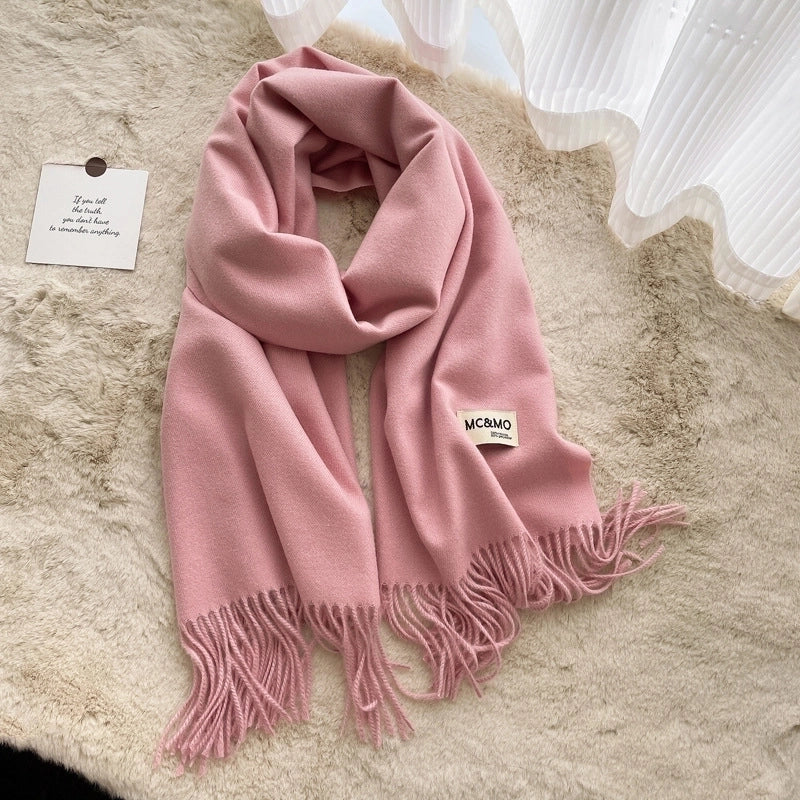 New Solid Color Cashmere Scarf Women's Fashion Wear Autumn And Winter Warm Shawl Women's Scarf