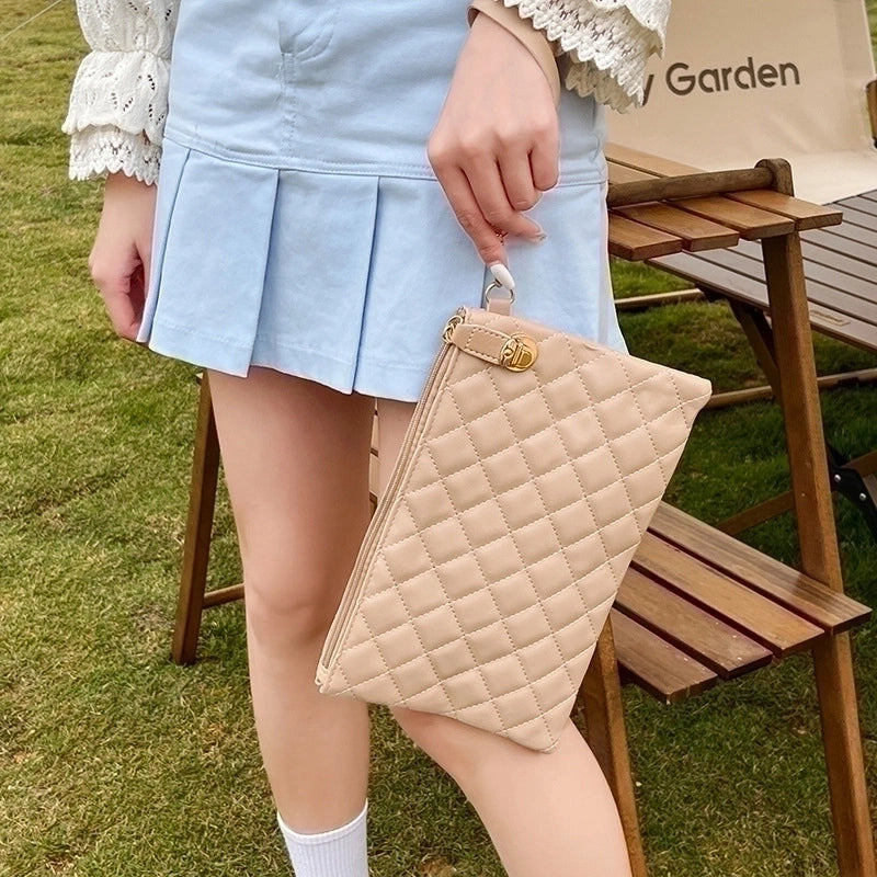 Women's Pu Leather Solid Color Streetwear Square Zipper Buckle Clutch Bag