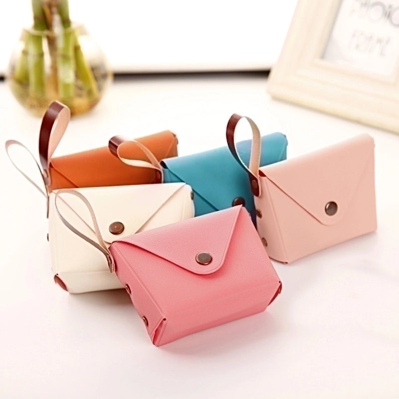 Unisex Solid Color Pu Leather Buckle Coin Purses