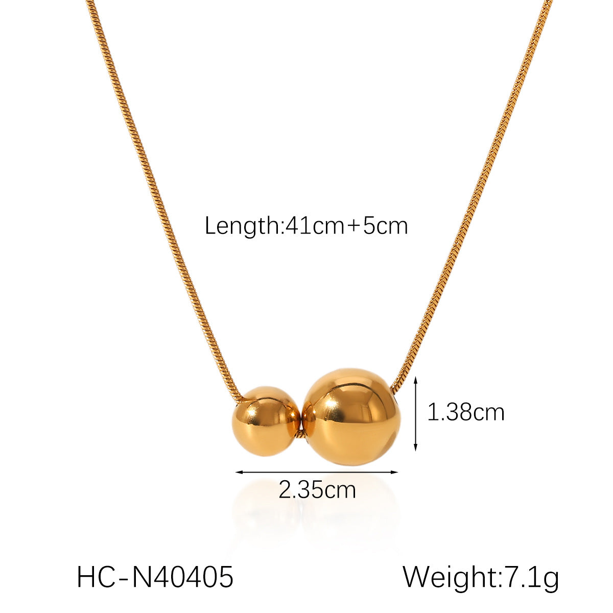 Stainless Steel Snake Bone Chain Ball-Shaped Gold And Silver Color Matching Steel Bead Pendant Necklace Niche Design Clavicle Chain Necklace