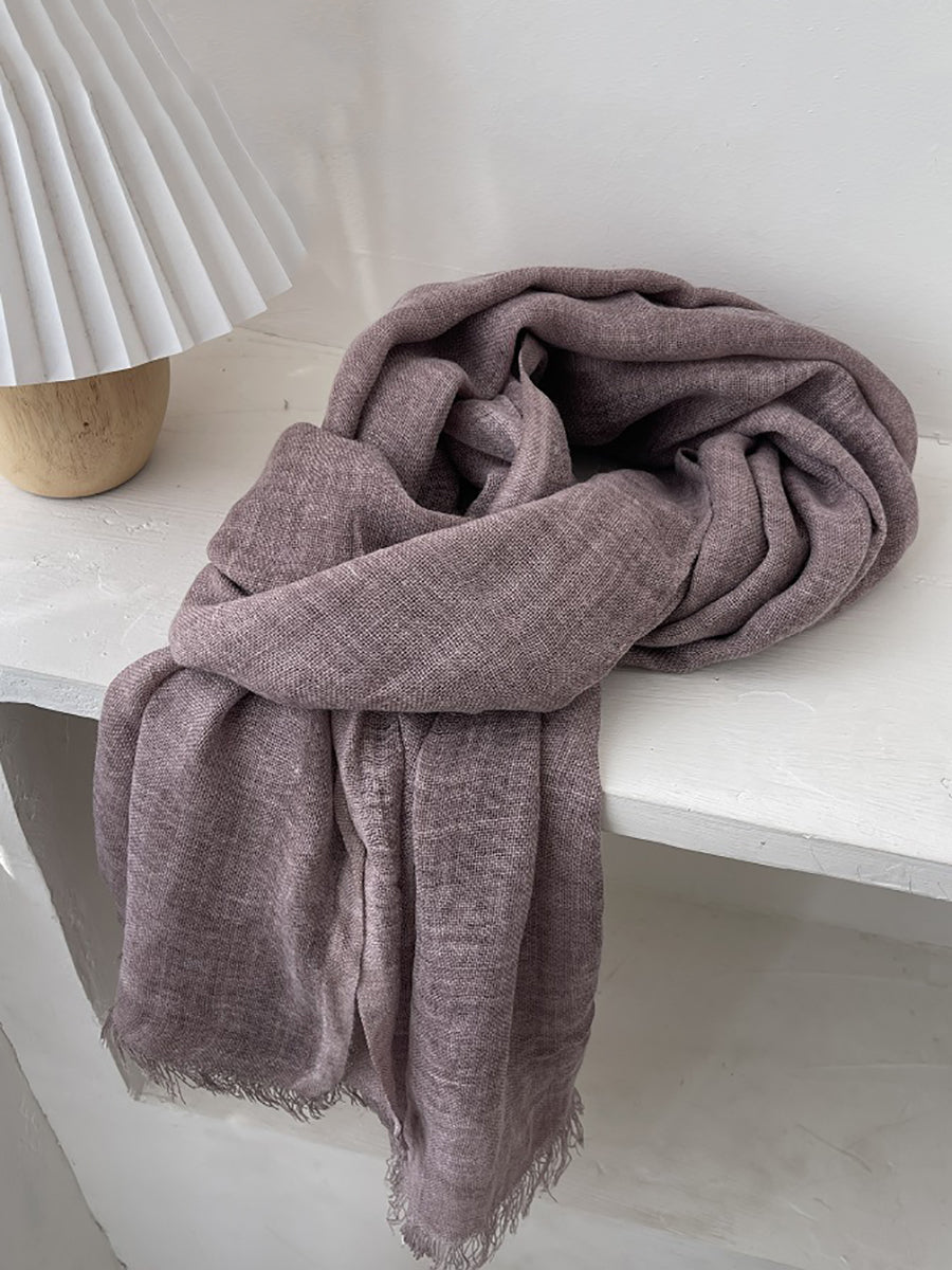 Women Spring Soft Pure Color Tassel Shawl Scarf
