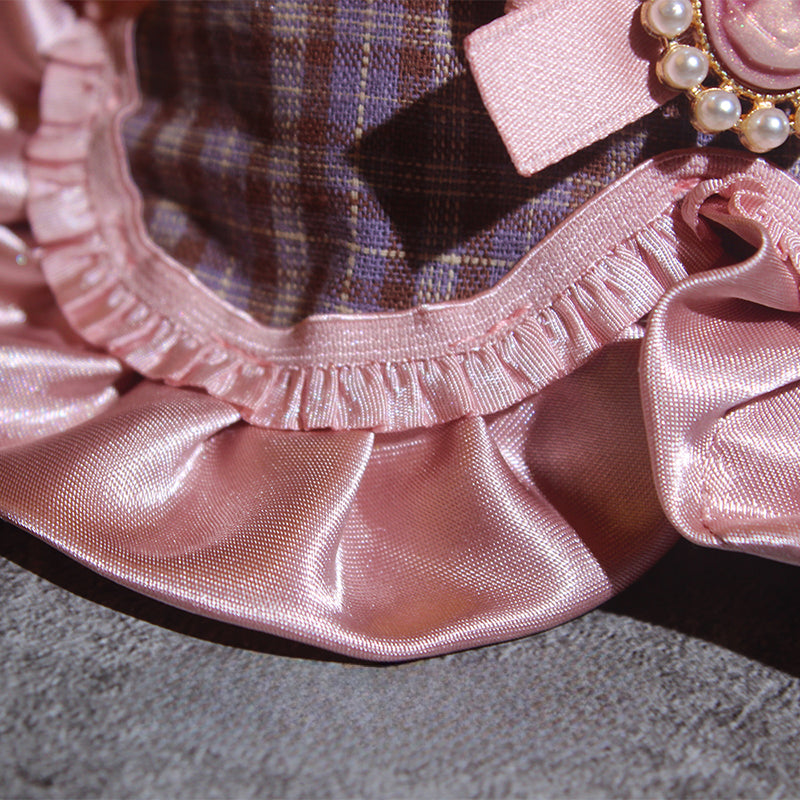 Lace Plaid Bow Pattern Dog Cat Bib Collar