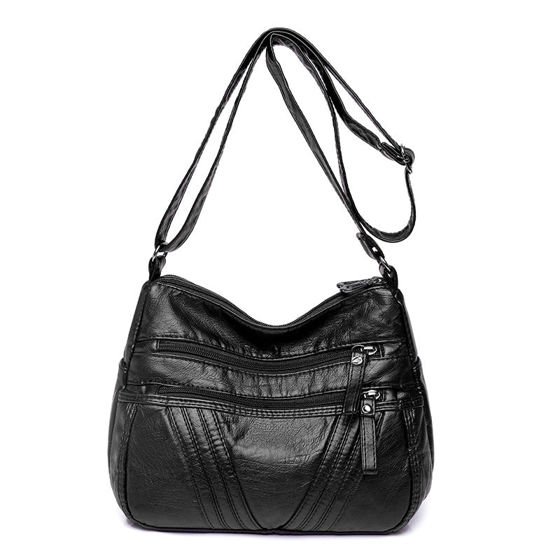Women's Pu Leather Solid Color Vintage Style Square Zipper Square Bag