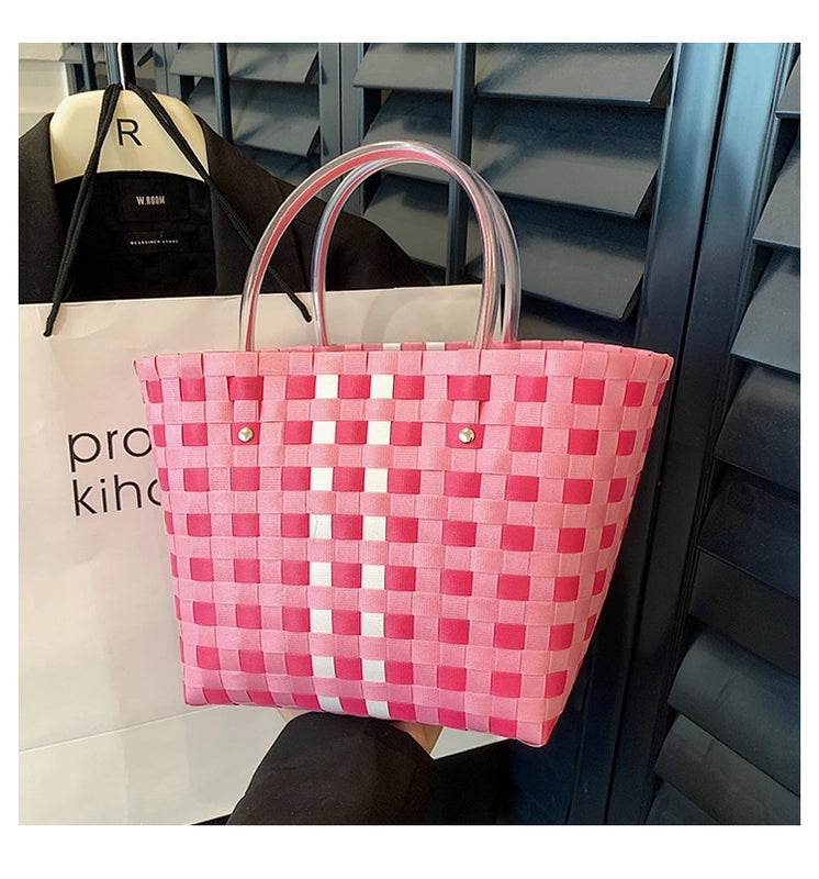Women's Medium Summer Plastic Beach Straw Bag