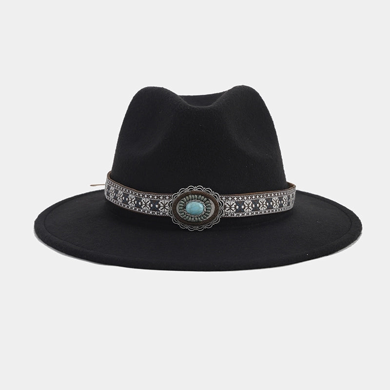 Women's Elegant Basic Solid Color Big Eaves Fedora Hat
