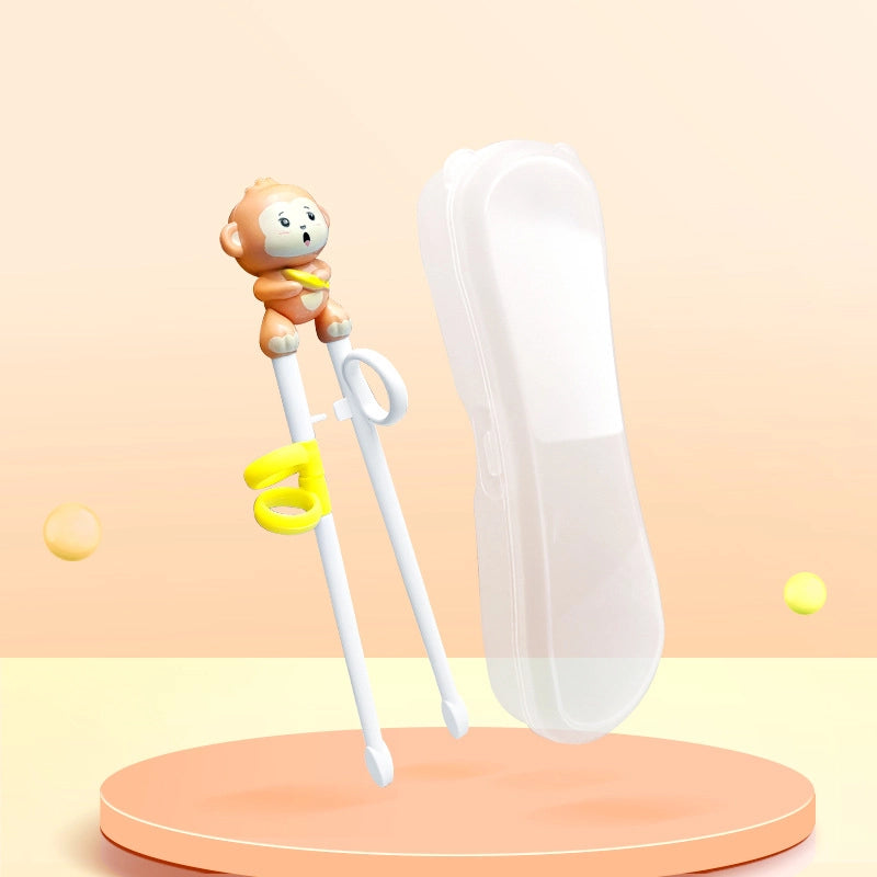 Portable Feeding Children's Tableware Set Cartoon Learning Chopsticks Training Chopsticks 304 Stainless Steel Spoon Fork