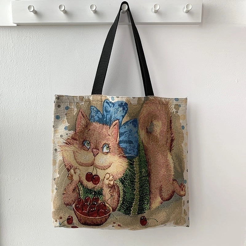 Women's Classic Style Cartoon Canvas Shopping Bags