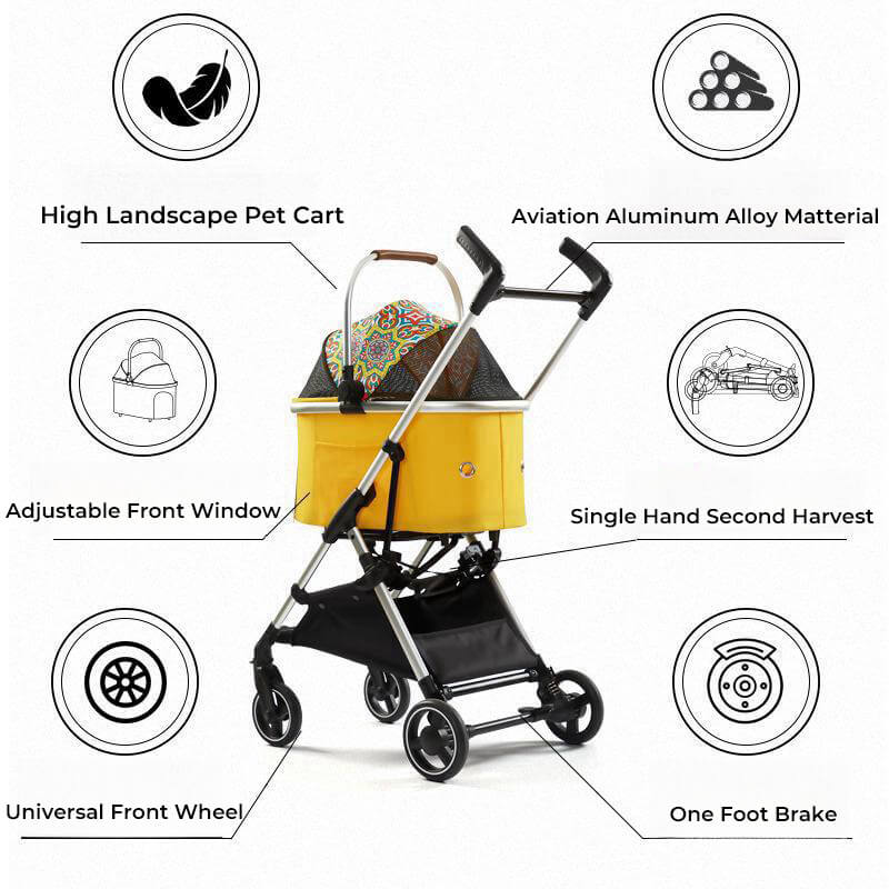 Multifunctional 2-in-1 Aluminum Alloy Pet Stroller - Ultra-Light & Detachable for Puppies