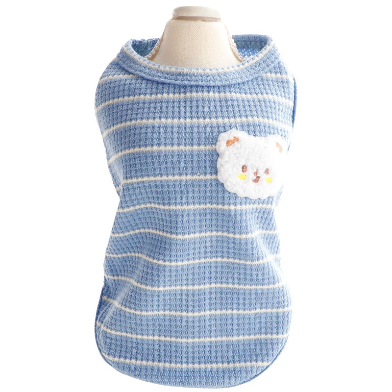 Bear Decor Striped Dog Cat Vest