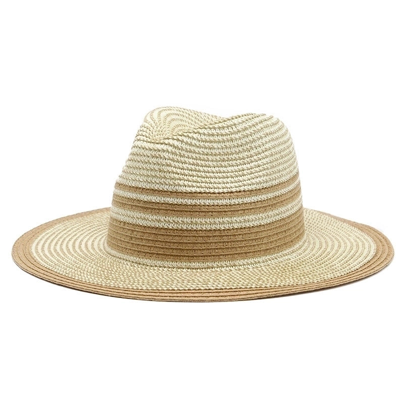 Women's Minimalist Classic Style Color Block Flat Eaves Straw Hat