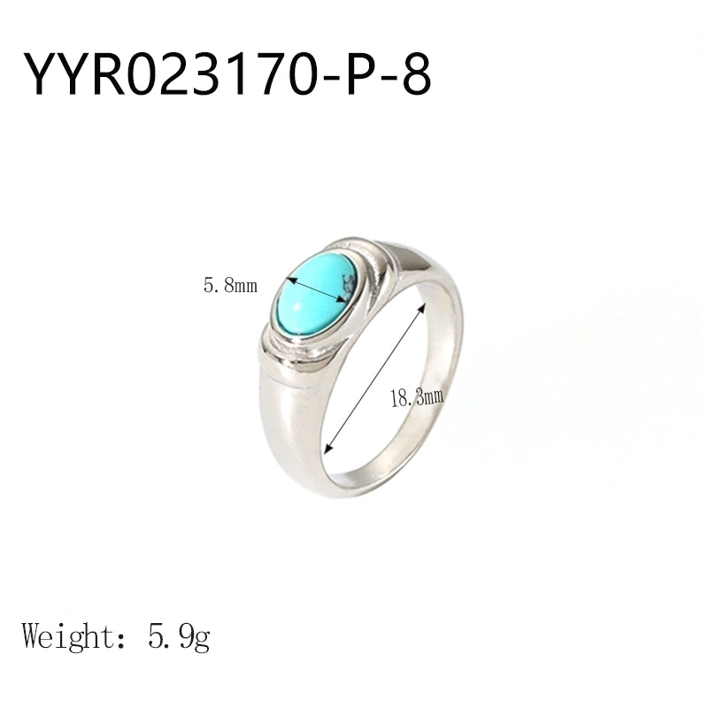 IG Style Retro Geometric 304 Stainless Steel Natural Stone Rhinestones Zircon 18K Gold Plated Polishing Plating Inlay Rings