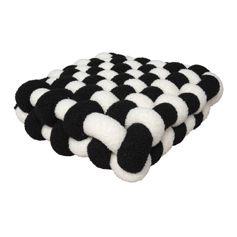 Lambswool Pillow Square Woven Chair Cushion Sofa Cushion Plush Pillow Decorative Bay Window Cushion