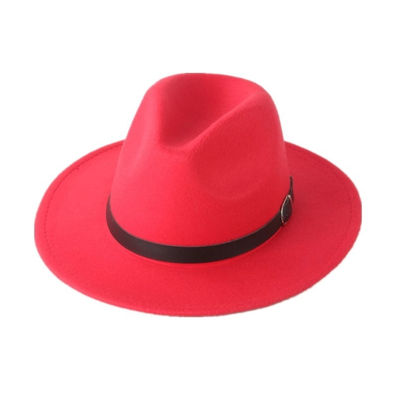 Retro Wool Hat Belt Brim Top Hat Women's Autumn And Winter  Casual Jazz Hat