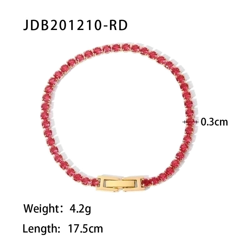 Fashion Geometric Stainless Steel Zircon Bracelets In Bulk