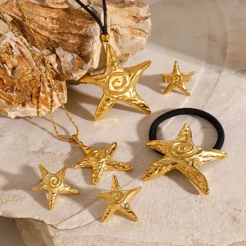 Vacation Minimalist Starfish 316 Stainless Steel  18K Gold Plated Star Rings
