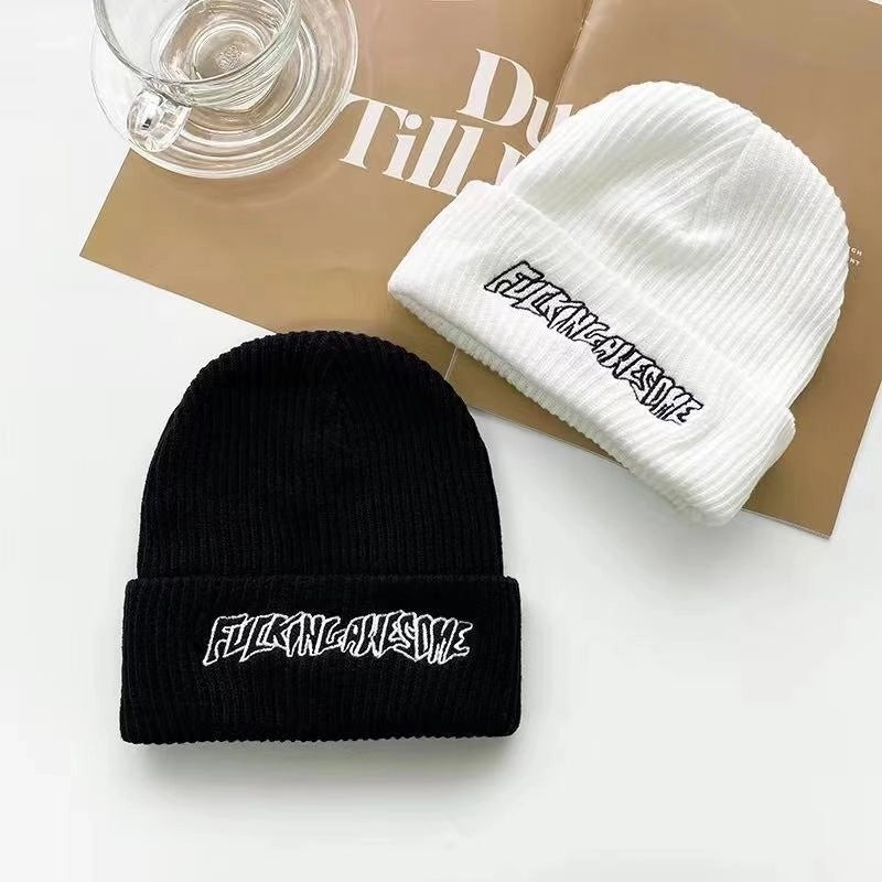 Unisex Basic Minimalist Letter Embroidery Eaveless Wool Cap