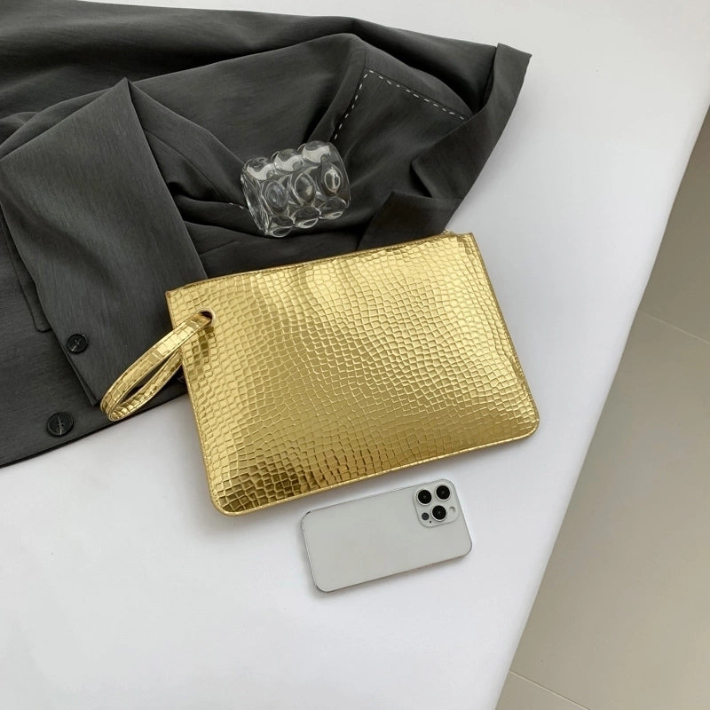 Women's Small Pu Leather Solid Color Vintage Style Classic Style Zipper Clutch Bag