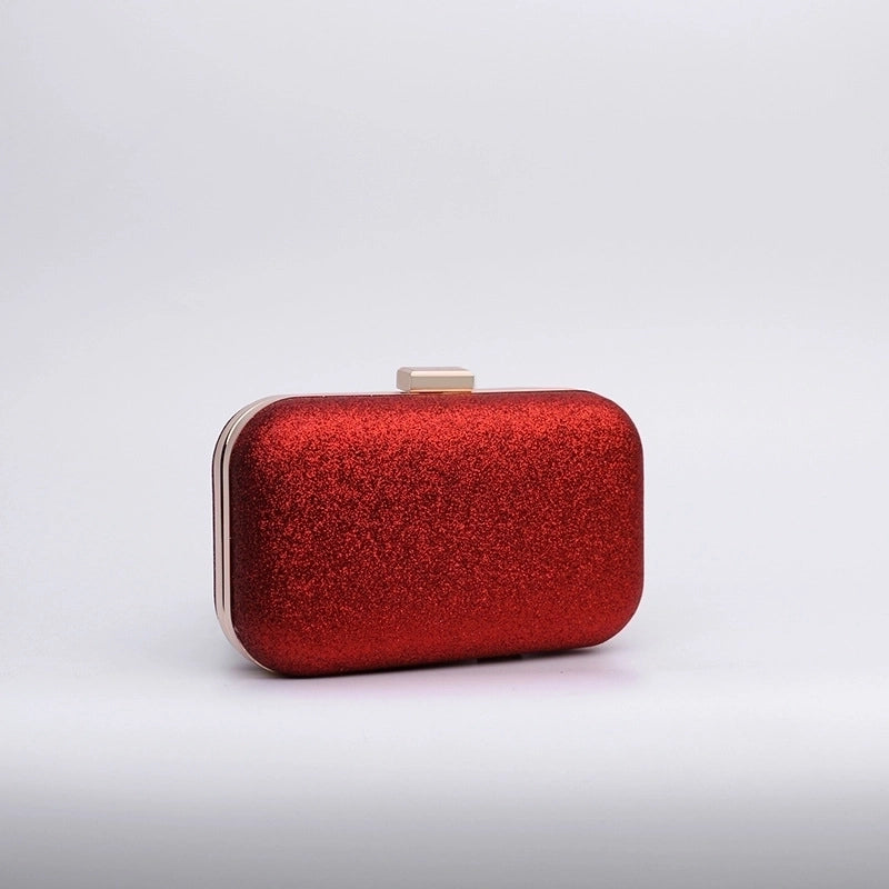 Red Blue Black Pu Leather Metal Solid Color Square Evening Bags