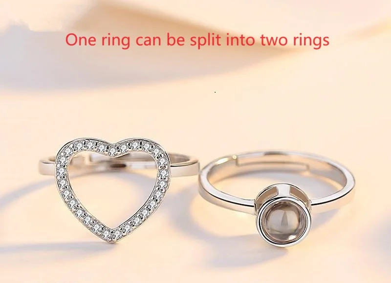 I Love You Open Couple's Ring Love 2 in 1 Ring Customized Projection Ring