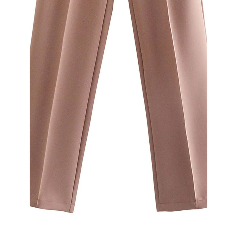 Women Office Wear High Waist Straight Pants